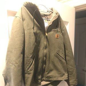 Carhartt Washed Duck Sherpa Lined Hooded Jacket - Men's - Medium